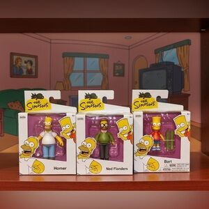 New Set of 3 The Simpsons Mini Homer Ned Flanders and Bart Toys